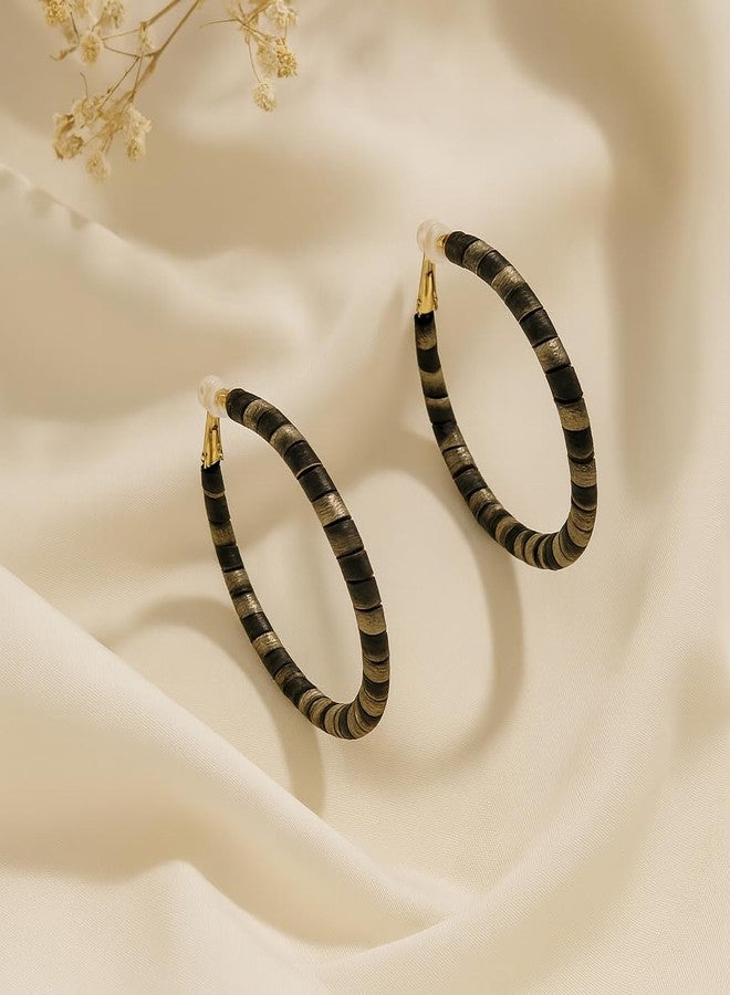 ZENCHEER Round Dangle Hoop Clip On Earrings for Women - 80s 90s Retro Leopard Pattern Big Circle Earrings Clips for Non-Pierced Ears Statement Jewelry Gifts (Gold) - Image 4
